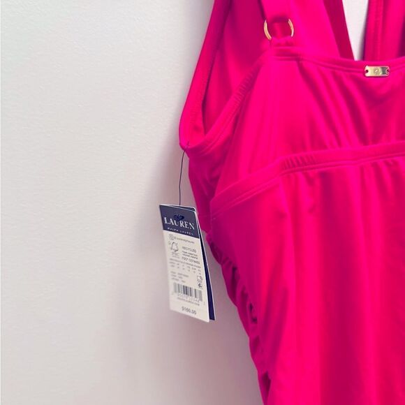 - LAUREN RALPH Plus Size Halter-Neck One Piece Swimsuit, swimwear size 18 … - Picture 12 of 16